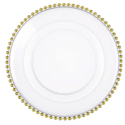 Farfurie eleganta mare Pufo Gentle Gold pentru desert, aperitive, 31 cm foto
