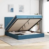 VidaXL Cadru pat otoman cu saltele Albastru &icirc;nchis 180x200cm catifea