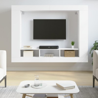 vidaXL Comodă TV, alb, 152x22x113 cm, lemn prelucrat foto
