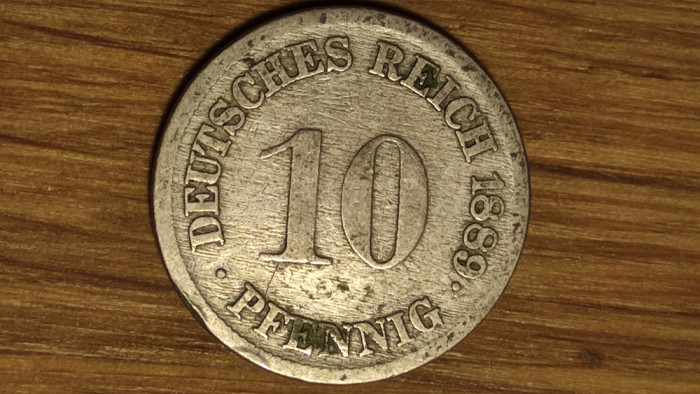 Germania - moneda de colectie istorica - 10 pfennig 1889 F -Stuttgart- frumoasa!