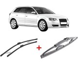 Cumpara ieftin Set 3 stergatoare AUDI A3 Sportback (8PA) din 2004 - 2013, pentru parbriz si luneta f, Bosch Twin, din cauciuc siliconat rezistent