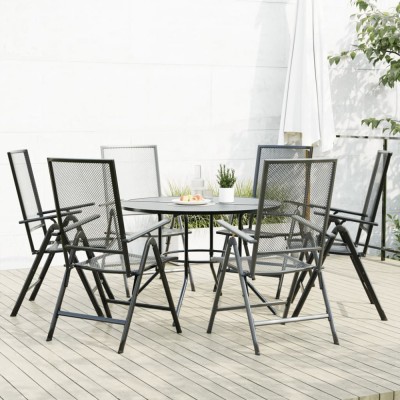 vidaXL Set scaune de grădină rabatabile, 7 buc., antracit, oțel vopsit 3283763 foto