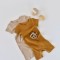 Set de 2 salopetele cu maneca scurta din bumbac organic si modal - Mustar/ Somon BabyCosy (Marime: 9-12 luni)