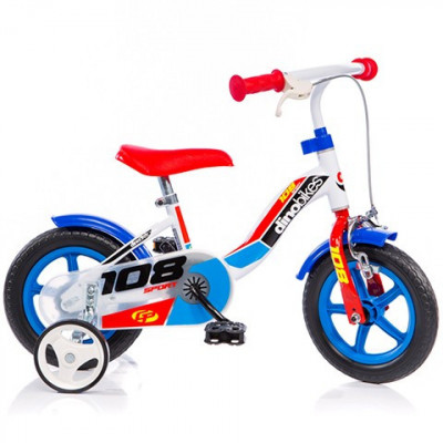 Bicicleta pentru copii 108 FL cu maner pentru parinti Dino Bikes 108 Albastru foto