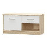 Cumpara ieftin Comoda 1 usa 1 sertar mdf alb natur stejar sonoma Teyo 83.4x34.3x42.5 cm