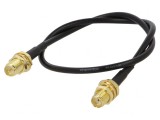 Cablu RF 50&Omega; 0,3m RP-SMA Mamă la SMA Soclu Negru Drept