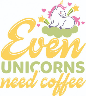 Sticker decorativ, Even unicorns need coffee, Multicolor 70 cm, 4834ST foto