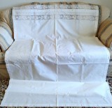 Cearceaf Vintage din bumbac cu margine decorativa din dantela croset-1 pers
