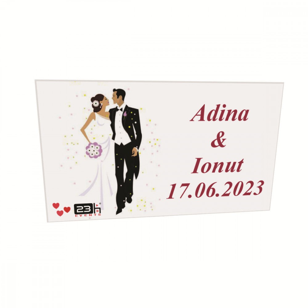 Marturie Nunta Silueta Miri Tema Rosie Din Placaj Lemn 80x45mm Cu 