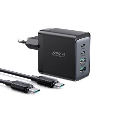 Incarcator Priza 2 x Type-C, 2 x USB, 67W + cablu Type-C, 100W, JoyRoom (TCG02), Black foto