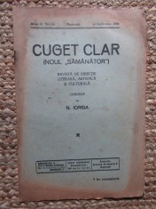 Revista - Cuget Clar - Noul Semanator - condusa de N. Iorga - ANUL IV NR. 10 14 SEPTEMBRIE 1939