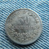 2L - 50 Centesimi 1863 M Italia / argint - primul an de batere, Europa