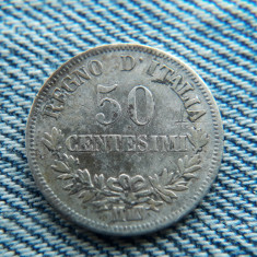 2L - 50 Centesimi 1863 M Italia / argint - primul an de batere