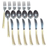 Cumpara ieftin Set Tacamuri Aurii Servit Masa 18 Piese, Auriu Argintiu, Stil Versace