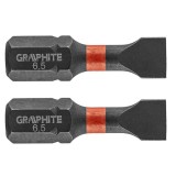 Set biti de impact SL6.5X25mm 1/4&quot; 2buc. GRAPHITE 56H511 HardWork ToolsRange