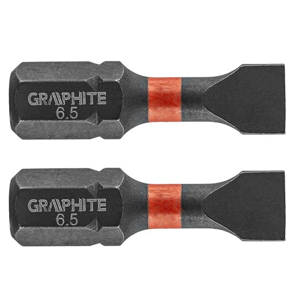 Set biti de impact SL6.5X25mm 1/4&quot; 2buc. GRAPHITE 56H511 HardWork ToolsRange