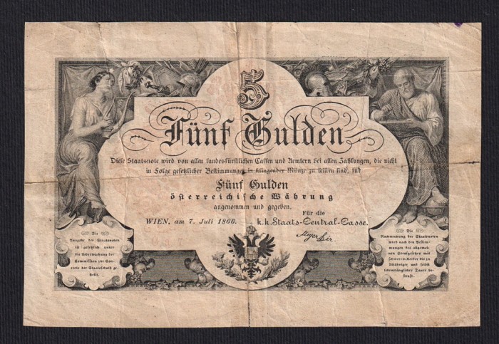Ungaria Austria 5 Gulden 1866