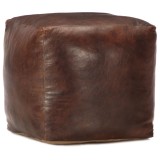 VidaXL Taburet maro &icirc;nchis 40x40x40 cm piele naturală de capră