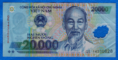 (4) BANCNOTA VIETNAM - 20.000 DONG, POLYMER, PORTRET HO CHI MINH foto