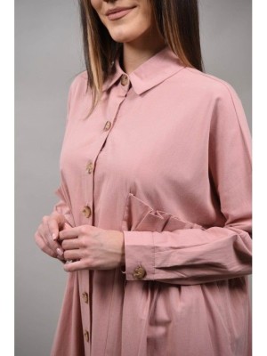 ROCHIE LUNGA STIL CAMASA OVERSIZE LUMINAREZZO TALIE UNICA Rose foto