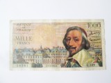 Rara! Franta 1000 Francs 1955(nu din 1954/1956 care sunt mai comune) Richelieu,bancnota din imagini la cel mai mic pret