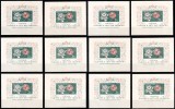 Cehoslovacia 1963, Mi #1402 = Bl 19**, set complet de 12 colite nedantelate in toate cele 12 variante! Expo Spatiu, Cosmos, Praga. MNH! RARE!!!