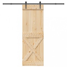vidaXL Ușă glisantă cu set de feronerie 80x210 cm, lemn masiv de pin 3332791