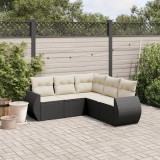 Cumpara ieftin Gossi set mobilier de gradina cu perne, 5 piese, negru, poliratan