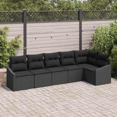 vidaXL Set de canapele pentru grădină 6 pcs Negru Rattan poli 3346743 foto