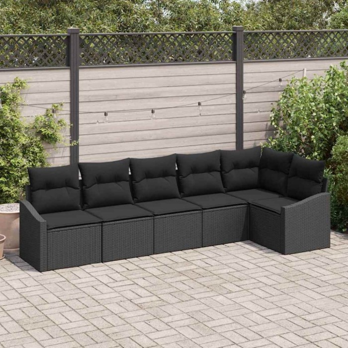 vidaXL Set de canapele pentru grădină 6 pcs Negru Rattan poli 3346743