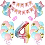 Set aniversar cifra 4 Hongfago, multicolor, folie/latex, 32 piese