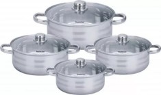 Set 4 cratite din inox cu capace, 4.5 L, 5.8 L, 7.3 L, 9,1L, Royalty Line RL-SP7 foto