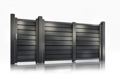 Set porti metalice din aluminiu 900x1800m, 4000x1800mm, prefabricate, gri antracit, model Baldur foto