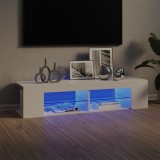 VidaXL Comodă TV cu lumini LED, alb extralucios, 135x39x30 cm