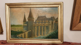 Veche pictura ulei pe carton - Castelul Huniazilor, Peisaje, Altul