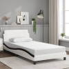 Gossi cadru de pat cu tablie alb si negru 100x200cm piele artificiala