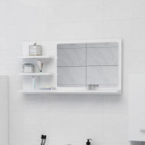 Oglinda de baie, alb extralucios , 90 x 10,5 x 45 cm, PAL GartenMobel Dekor, vidaXL