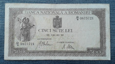 500 Lei 19 iulie 1941 Romania / filigran orizontal / seria 0875721 foto