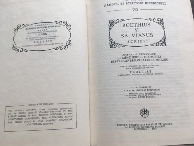 PSB-72 BOETHIUS SI SALVIANUS,SCRIERI- MANGAIERILE FILOZOFIEI, ARTICOLE TEOLOGICE foto