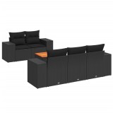 Set mobilier de gradina cu perne, 6 piese, negru, poliratan
