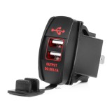 Priza cu 2 USB, cu LED rosu, 12-24V, iesire 5V 3.1A, incastrabila, rezistent la apa AutoDrive ProParts, Amio