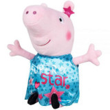 Jucarie din plus Peppa Pig cu rochie turcoaz din satin, 17 cm, Play By Play