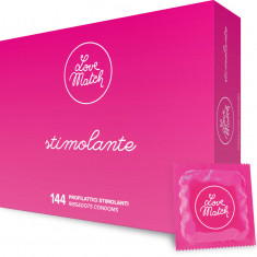 Prezervative profesionale, Love Match Stimolante, cu striatii si puncte in relief, 144 buc