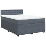 Cumpara ieftin Pat box spring cu saltea, gri inchis, 160x200 cm, catifea