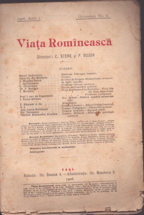 C6801N Viața Rom&icirc;nească, 8/1906, Iași