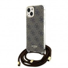 Husa Guess IML 4G Printed Crossbody pentru iPhone 15 Brown foto