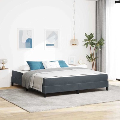 vidaXL Pat boxspring cu saltea Gri &amp;icirc;nchis 180 x 200 cm Catifea 3398708 foto