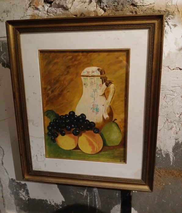 Tablou vechi/ Pictură - Natura statică cu fructe - Semnat
