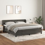 Gossi pat box spring cu saltea, gri inchis, 160x200 cm, catifea