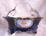 COS FRUCTIERA CENTRU DE MASA PORTELAN CU COBALT AURIT ARPO CURTEA DE ARGES 28.5 CM